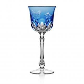 Varga Art Crystal Springtime Sky Blue Wine Glass