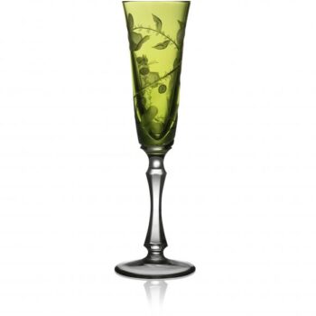 Varga Art Crystal Rainforest Yellow-Green Champagne Flute