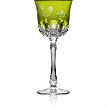 Varga Art Crystal Springtime Yellow-Green Water Glass