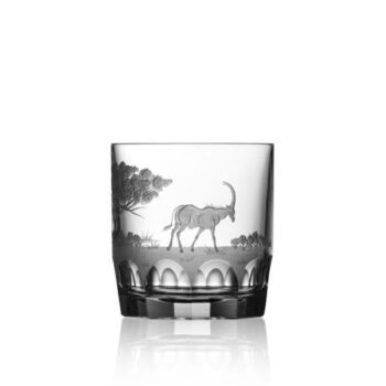 Varga Art Crystal Safari Antelope Double Old Fashioned