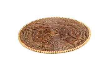 Calaisio Round Placemat 14", With Natural Wood Beads, Set of 4