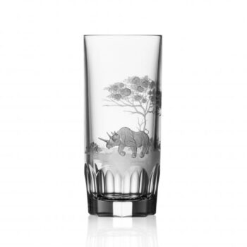Varga Art Crystal Safari Rhino Highball Glass