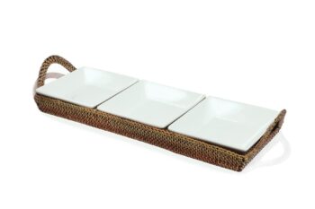 Calaisio Crudite Section Condiment Server Tray with 3 Porcelain Dish