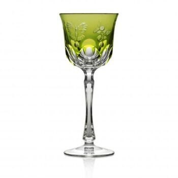 Varga Art Crystal Springtime Yellow-Green Wine Glass