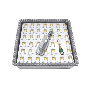 Mariposa Cocktail Napkin Box with Champagne Bottle Weight