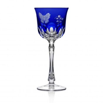 Varga Art Crystal Springtime Cobalt Wine Glass