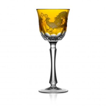 Varga Art Crystal Golden Aves Amber Wine Glass