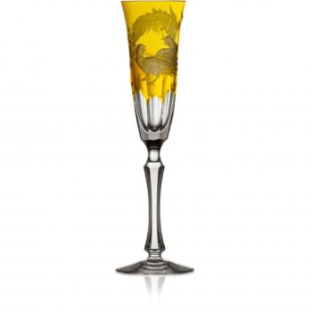 Varga Art Crystal Golden Aves Amber Champagne Flute