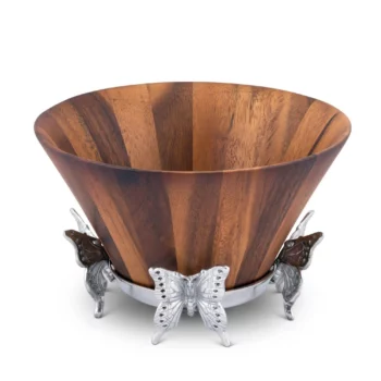 Arthur Court Butterfly Wood Tall Salad Bowl