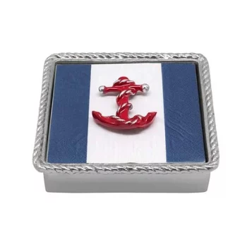 Mariposa Cocktail Napkin Box with Red Anchor Weight