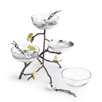 Michael Aram Butterfly Ginkgo Triple Bowl Set w/ Spoons - Image 3