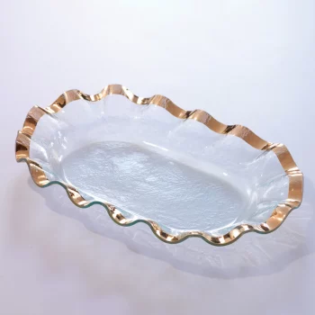 Annieglass Ruffle Large Shallow Oval Bowl