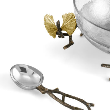 Michael Aram Butterfly Ginkgo Glass Nut Dish w/ Spoon - Image 2