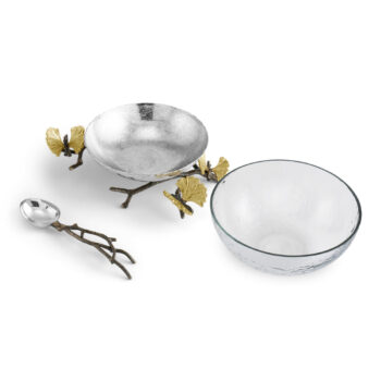 Michael Aram Butterfly Ginkgo Glass Nut Dish w/ Spoon - Image 3