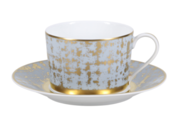 Royal Limoges TWEED Grey & Gold Tea Saucer