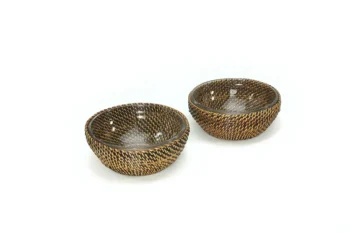 Calaiso Round Bowl Serving Dish Set of 2 Glass, 16 Oz Each