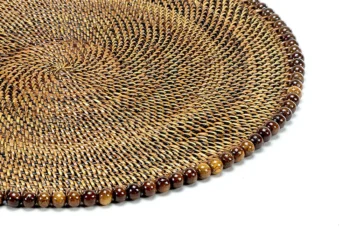 Calaisio Round Placemat 14", With Dark Walnut Wood Beads, Set of 4 - Image 2