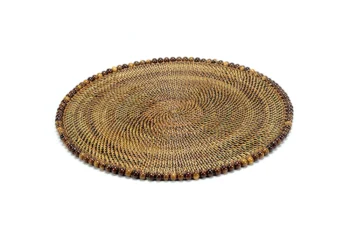 Calaisio Round Placemat 14", With Dark Walnut Wood Beads, Set of 4