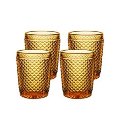 Vista Alegre Bicos Amber Set/4 Old Fashion 8.5 oz, 4.2"H