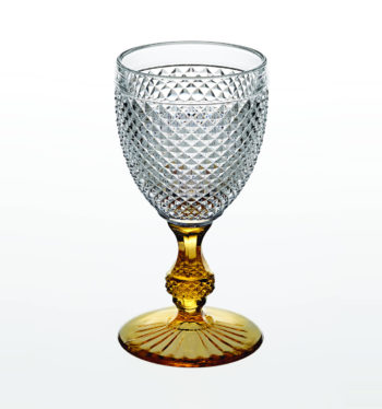 Vista Alegre Bicos Bicolor Goblet with Amber Stem 6.75"