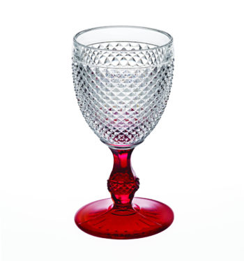 Vista Alegre Bicos Bicolor Goblet with Red Stem 6.75"