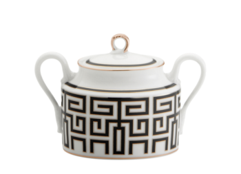 Ginori 1735 Labirinto Nero Sugar bowl with Cover 5 1/4 oz.
