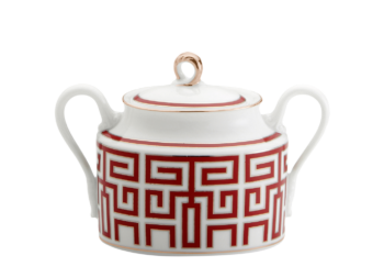 Ginori 1735 Labirinto Scarlet Sugar bowl with cover 10 1/2 oz.