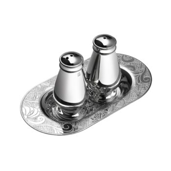 Christofle Jardin d 'Eden Silver Plated Salt and Pepper Shakers with Tray