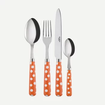 Sabre White Dots Orange 5 Piece Setting