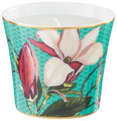 Raynaud Trésor Fleuri Turquoise Magnolia Candle pot 3.1" H