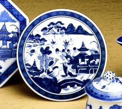 Mottahedeh Blue Canton Round Tile 5.25"D