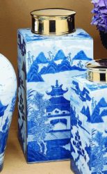 Mottahedeh Blue Canton Large Tea Jar 14"H