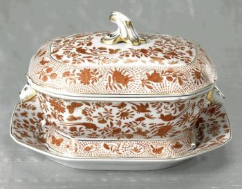 Mottahedeh Sacred Bird & Butterfly Octagonal Tureen & Platter 15"L