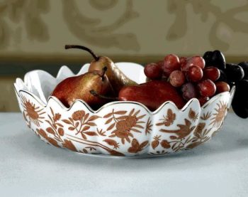 Mottahedeh Sacred Bird & Butterfly Scalloped Bowl 10.5"D