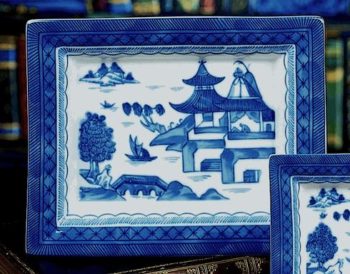 Mottahedeh Blue Canton Large Rectangular Tray 7"L x 6.125"W