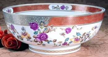 Mottahedeh Famille Rose Punch Bowl 14.75"D x  6.24" H - Image 2