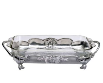Arthur Court Fleur-De-Lis Casserole w/3 Qt. Pyrex