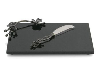 Michael Aram Black Orchid Small Cheeseboard w/ Knife 8.25"W x 12.5"L
