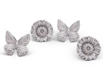 Arthur Court Butterfly and Flower Napkin Rings, Set of 4
