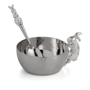 Michael Aram Bunny Cup with Spoon 3"W x 4.25"L x 2.5"H