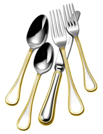 Couzon Lyrique Gold Accent Flatware Five Piece Place Setting