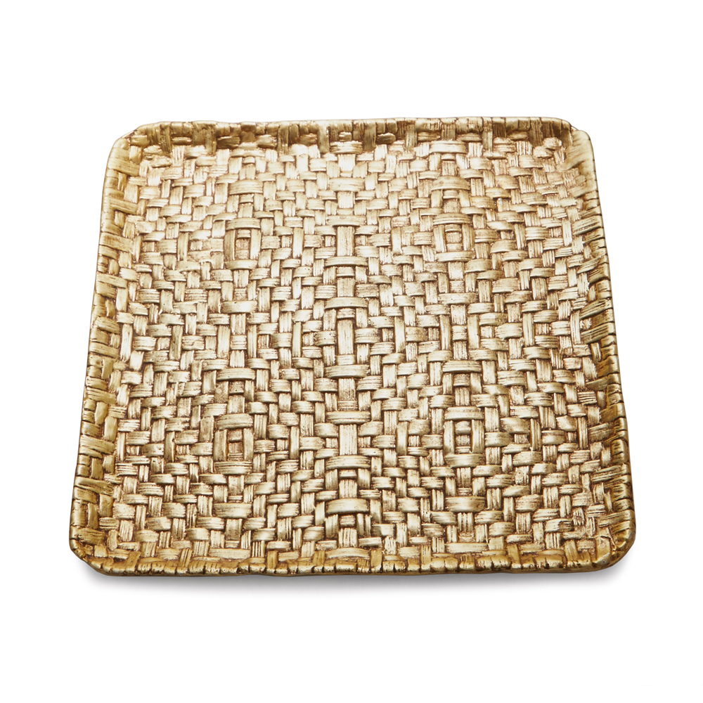 174947 10" W x 10"L Michael Aram Antique Goldtone Palm Square Plate 