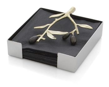 Michael Aram Olive Branch Gold Cocktail Napkin Holder
