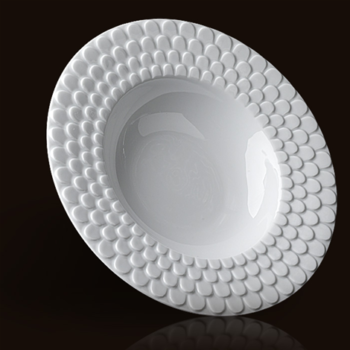 L'Objet Aegean White Rimmed Serving Bowl 14.5" - 29oz