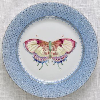 Mottahedeh Cornflower Lace Butterfly Dessert Plate 8.5"D