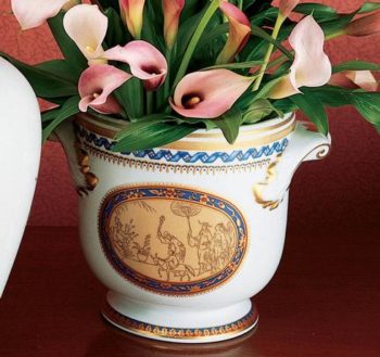 Mottahedeh Chinoise Blue Large Cachepot 7.5"H