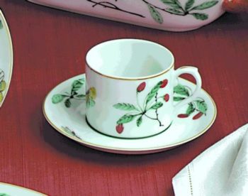 Mottahedeh Famille Verte Can Cup and Saucer 2.25"H