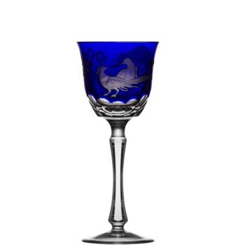 Varga Art Crystal Golden Aves Cobalt Wine Glass