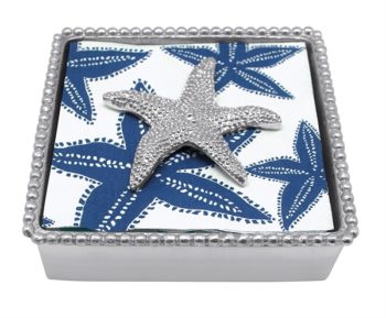Mariposa Cocktail Napkin Box with Starfish Weight