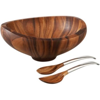 Nambe Butterfly Salad Bowl with Servers 16"D x 6.75"H